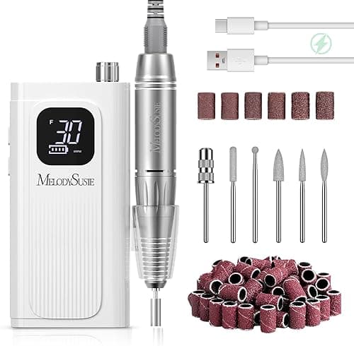 MelodySusie SC300F Professionnel Ponceuse pour Ongles à Clip, Rechargeable Sans Fil Lime à Ongle Electrique 30000 tr/min, avec LCD écran et Vitesse Réglable, pour Salon
