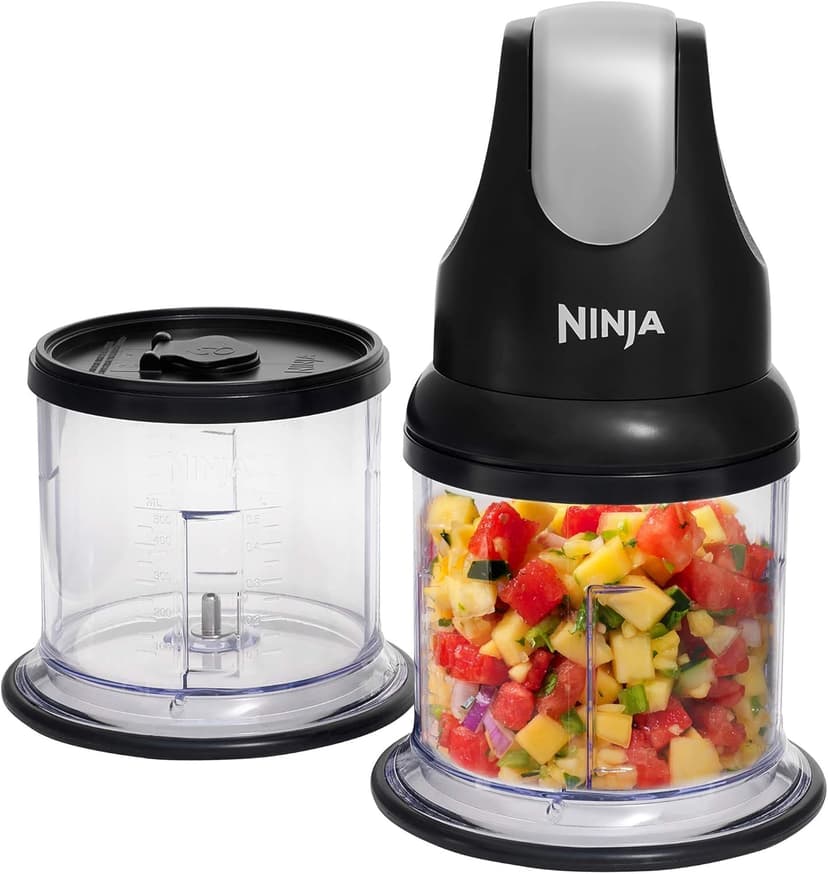 Ninja Express Chop Mini-hachoir électrique à herbes et légumes, pour hacher, émincer et réduire en purée les aliments afin de réaliser sauces, purées et soupes, Mixeur compact noir NJ1002EUBK - 1