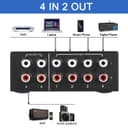 UNSTINCER RCA L/R Audio Switch 4(2) in-2(4) out, Bidirectional Noiseless hifi Stereo Audio Splitter Box, Analogue Aux Line Selector for Headphone Game Console Soundbar TV Speaker Turntalbe, Metal - 3