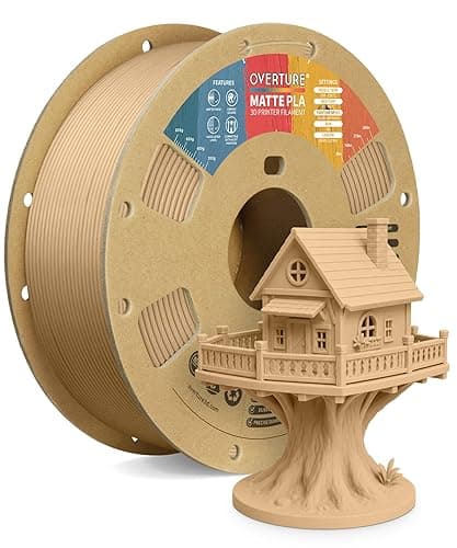 OVERTURE Matte PLA Filament Upgraded 1.75 mm, 1 kg (2.2 lbs) Spool, Dimensional Accuracy +/- 0.03 mm Filament for 3D Printers (1 kg-03 Light Brown)