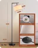 EDISHINE Floor Lamp Living Room, Arch Lamp with Beige Linen Lampshade, E27 Socket, 160 cm Black Floor Lamp with Adjustable Shade for Bedroom, Children's Room - 5