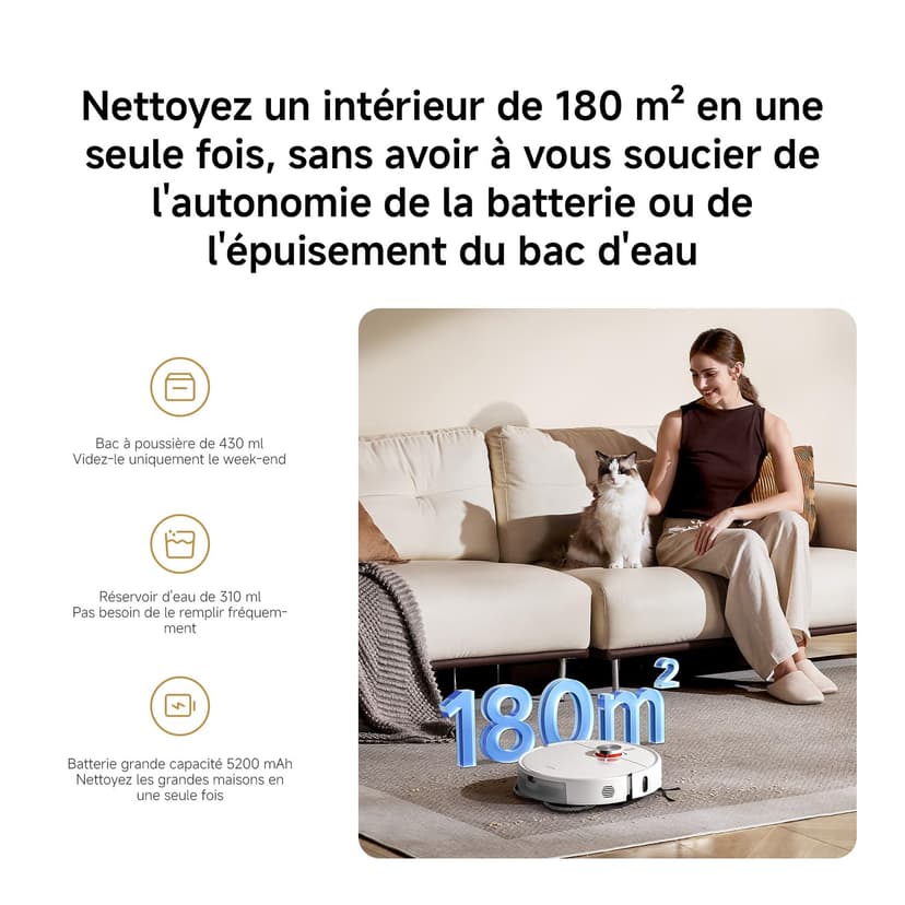 Xiaomi Robot Vacuum S40 Pro, Smart Robotic Vacuum and Mop, Auto-Extending Side Brushes, 15000Pa Suction, Hard Floor & Carpet, Remote Control via App - 8