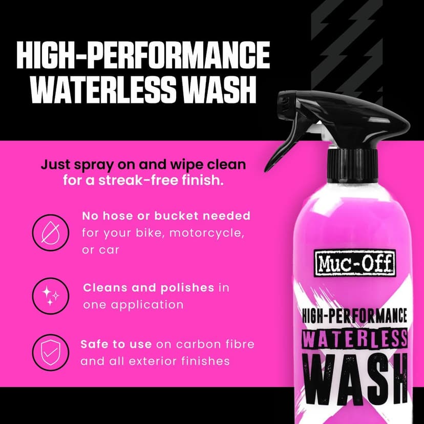 Muc-Off Nettoyant Vélo à Sec - 750 ml - Nettoyant pour Vélo en Spray Haute Performance sans Rinçage - Nettoie et Lustre - Convient à Tous Types de Vélos, Pink - 2