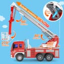 GizmoVine Gros Camion de Pompier, Véhicule Pompiers XXL avec Échelle, Sonore et Lumineux, Grand Realiste Maquette Camions, Voiture à Friction Jouet, Cadeau Enfant 3 4 5 6 7 8 Ans - Rouge - 5