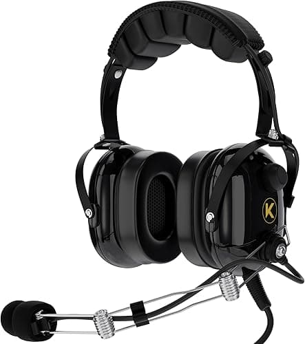 KORE Aviation P1 General Aviation Headset for Pilots | Mono, 24 db Passive Noise Reduction Rating, Noise Canceling Microphone, Acoustic Foam Ear Cups, AUX Port for MP3 Music Input with GA Dual Plugs