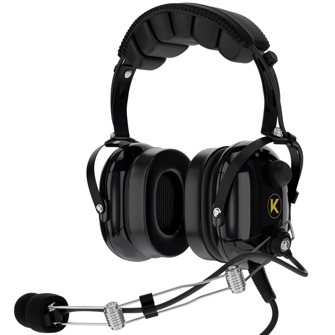 KORE Aviation P1 General Aviation Headset for Pilots | Mono, 24 db Passive Noise Reduction Rating, Noise Canceling Microphone, Acoustic Foam Ear Cups, AUX Port for MP3 Music Input with GA Dual Plugs