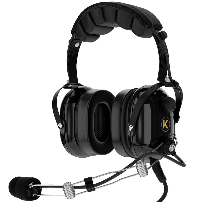 KORE Aviation P1 General Aviation Headset for Pilots | Mono, 24 db Passive Noise Reduction Rating, Noise Canceling Microphone, Acoustic Foam Ear Cups, AUX Port for MP3 Music Input with GA Dual Plugs - 1