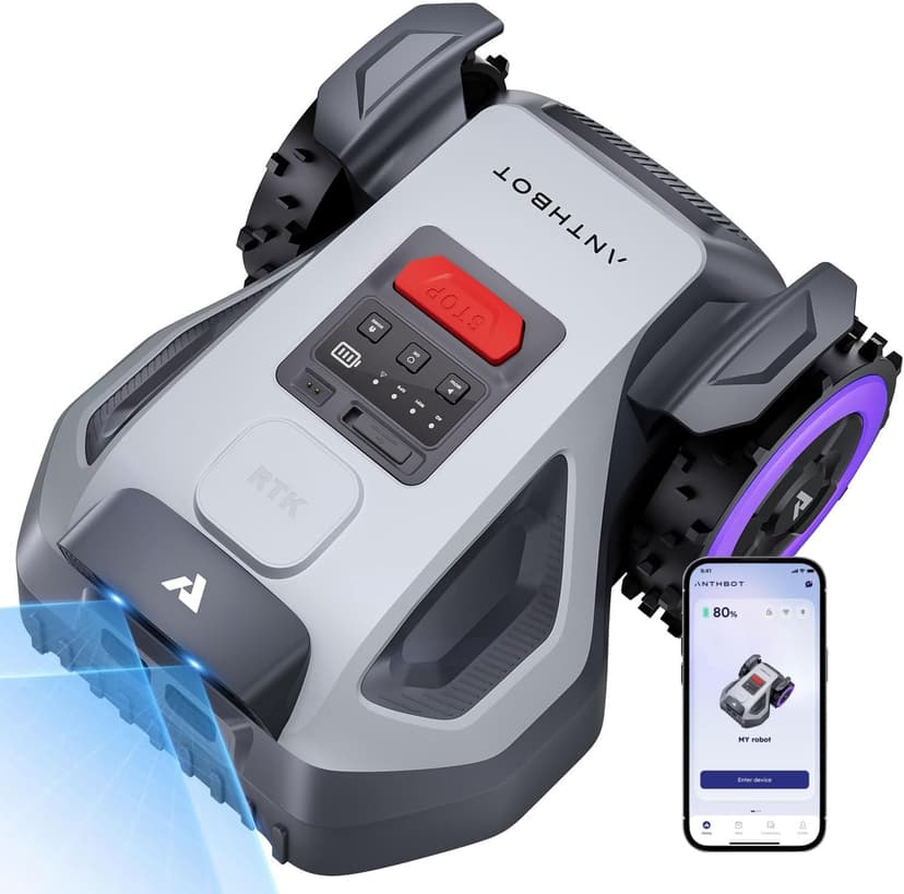 ANTHBOT Robot Tondeuse M5, 500-700㎡，150㎡/h, NetRTK + 4G, Cartographie Automatique, Double Vision IA, Gestion Multi-Zones, APP Control, 3-7CM Réglage de la Hauteur de Coupe - 1