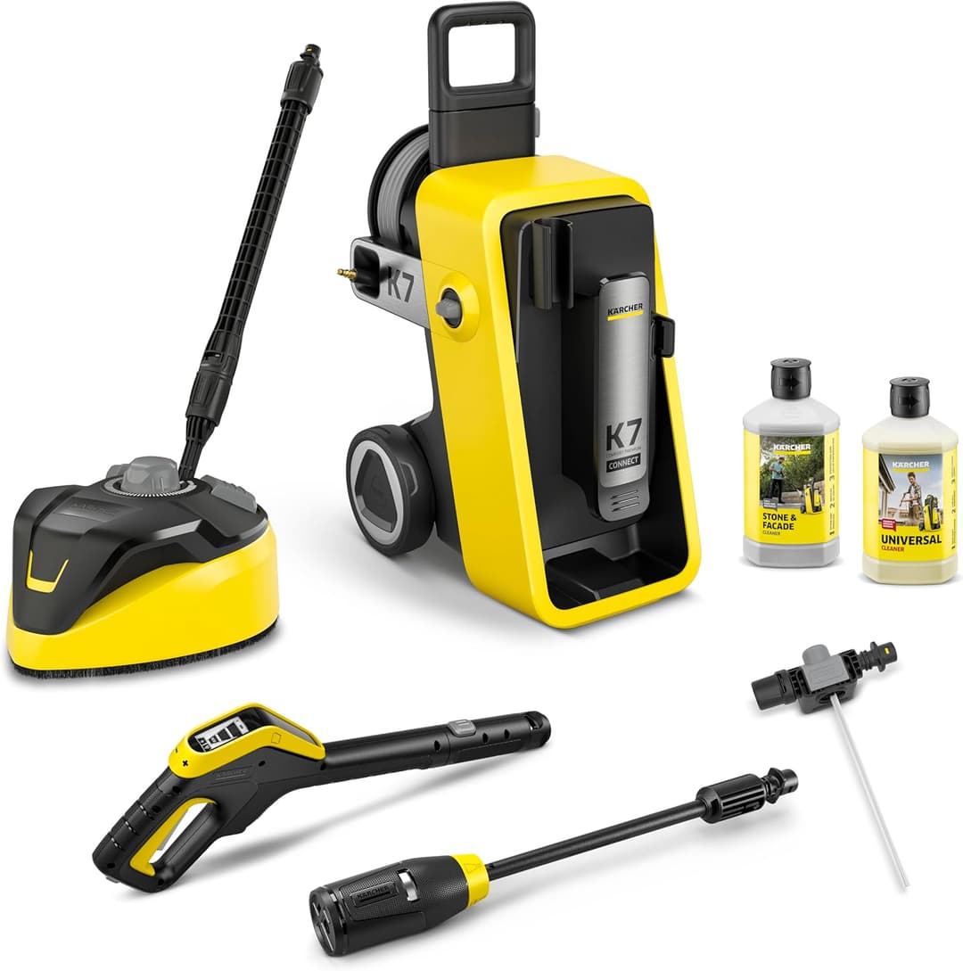 Kärcher K 7 Comfort Premium Connect Home Pressure Washer, Pressure: Max. 180 Bar, Flow Rate: 600 l/h, Area: 60 m²/h, High Pressure Hose, Hose Drum, App Control, Home Kit