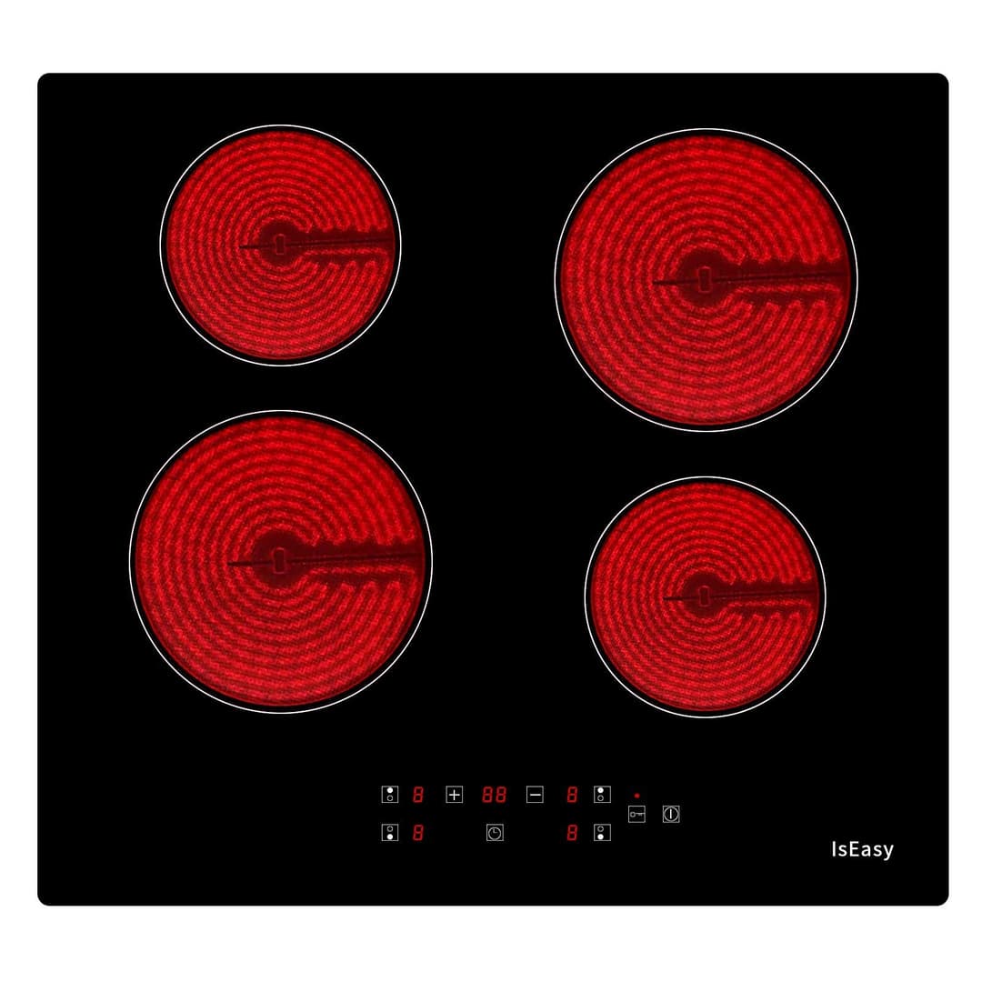 Plaque Vitrocéramique 4 Feux, Table de Cuisson Encastrable - (6000W, 4 Foyers, 60cm, Autarkic, Tactile, Minuteur, Verre-céramique