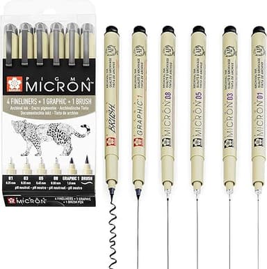 Sakura Pigma Micron - Feutres à pigments Fineliner - 01/0…