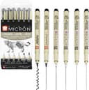 SAKURA Pigma Micron - Fineliner Pigment Pens - 01/03/05/08/Graphic/Brush - Pack of 6 - Black Ink - 1