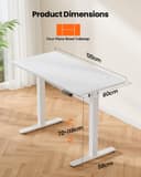 ErGear Bureau Assis Debout Electrique, Bureau Réglable en Hauteur Electrique 120 x 60 cm, Bureau Informatique avec Panneau Intelligent à 4 Mémoires, Bureau Blanc avec Plateau en Panneaux Assemblés - 6