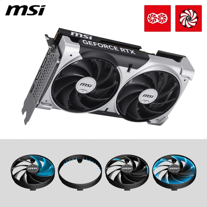 MSI GeForce RTX 5050 8G VENTUS 2X OC Graphics Card - RTX 5050 GPU, 8GB GDDR6 (20Gbps/128-bit), PCIe 5.0 - DUAL-Fan Thermal Design (2 x TORX FAN 5.0) - HDMI 2.1b, DisplayPort 2.1b - 4