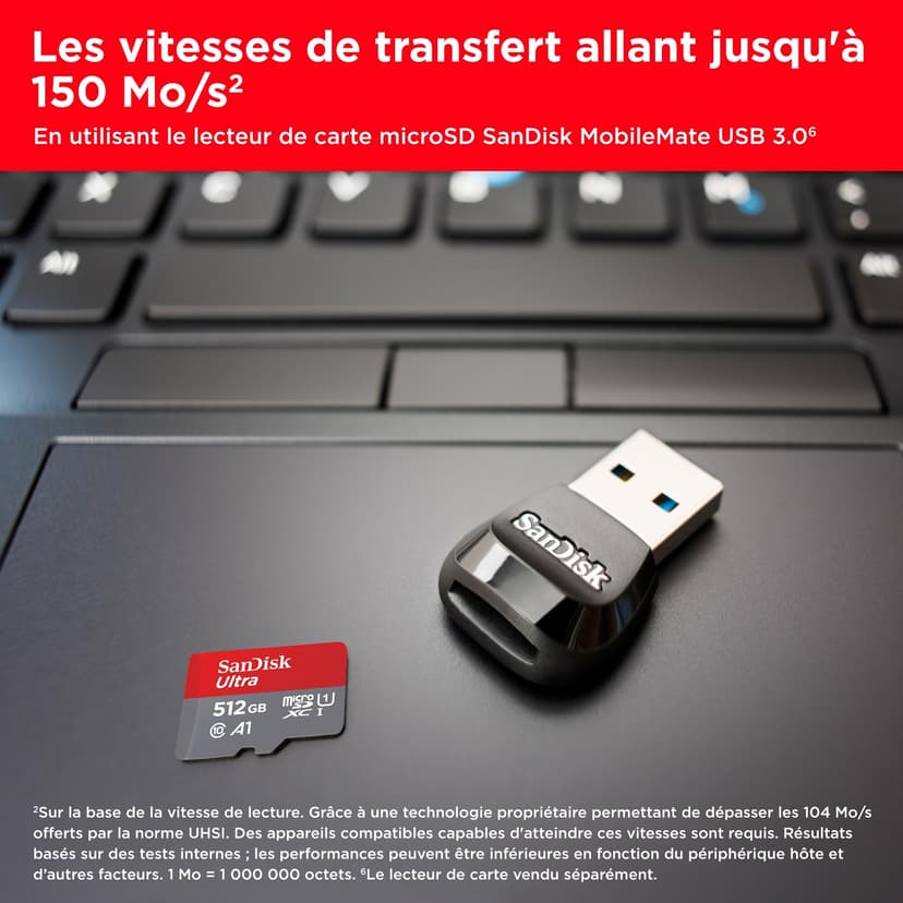 SanDisk 512GB Ultra scheda microSDXC + adattatore SD fino a 150 MB/s con prestazioni app A1 UHS-I Class 10 U1 - 3