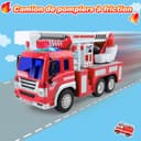 GizmoVine Gros Camion de Pompier, Véhicule Pompiers XXL avec Échelle, Sonore et Lumineux, Grand Realiste Maquette Camions, Voiture à Friction Jouet, Cadeau Enfant 3 4 5 6 7 8 Ans - Rouge - 3