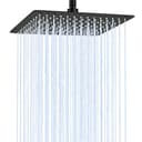 Bubuny Rain Shower Head Square Stainless Steel Shower Head 20 x 20 cm Adjustable Square with Self-Cleaning Nozzles Black - 1