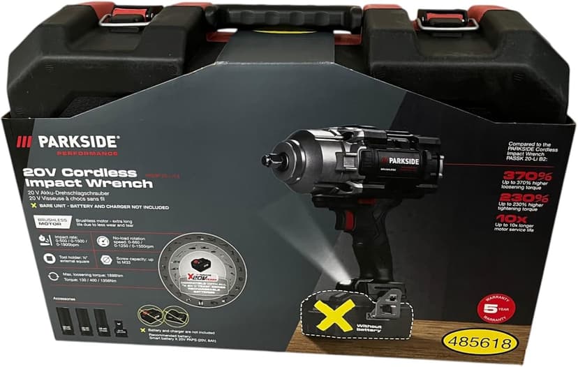 Parkside Avvitatore a impulsi a batteria PERFORMANCE PASSP 20- Li X20V, max. 1898 Nm, fino a M33, 1/2"(in valigetta di trasporto, senza batteria e caricatore) - 1