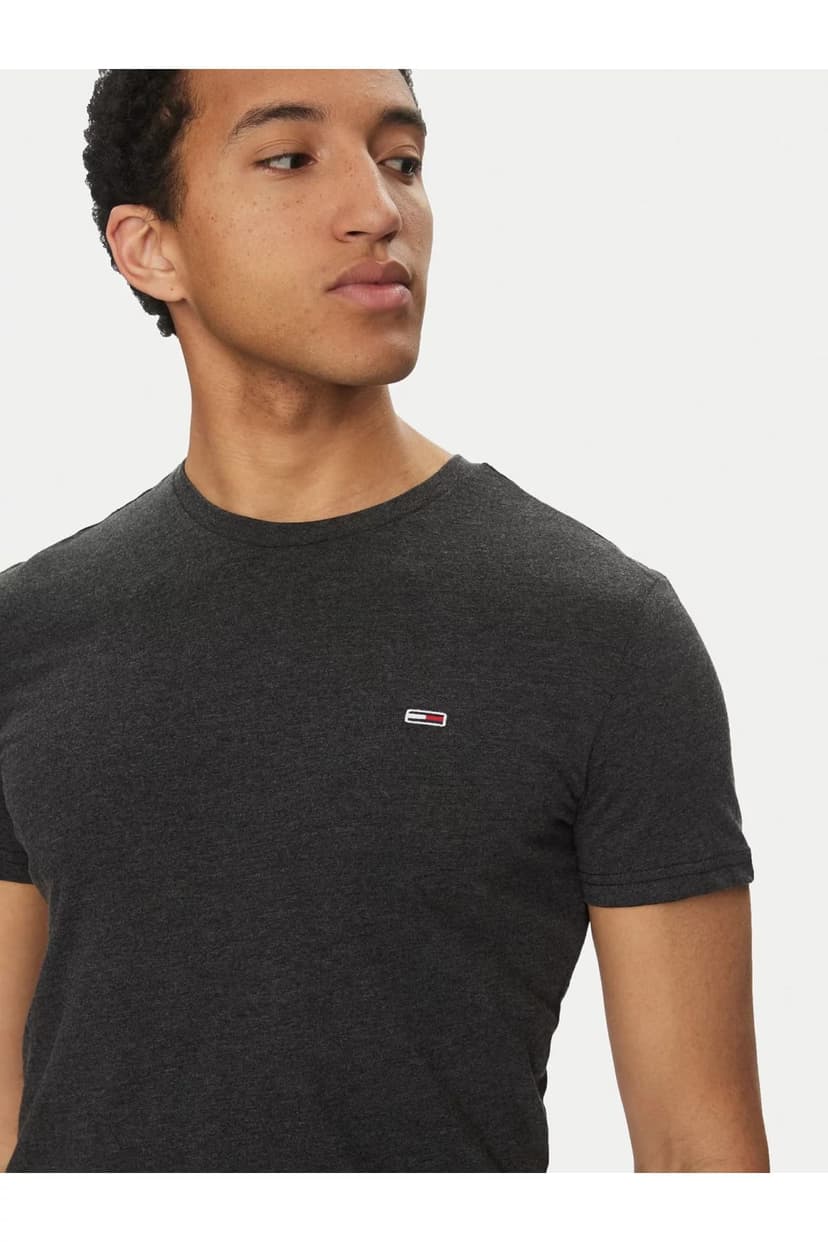 TOMMY JEANS T-Shirt Manches Courtes Homme Tee Col Ras-du-Cou, Gris (Black HTR), L - 3