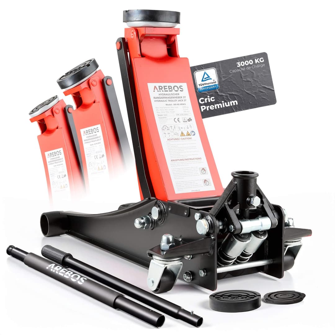 Arebos Cric hydraulique 3 t avec Une Hauteur de Levage de…