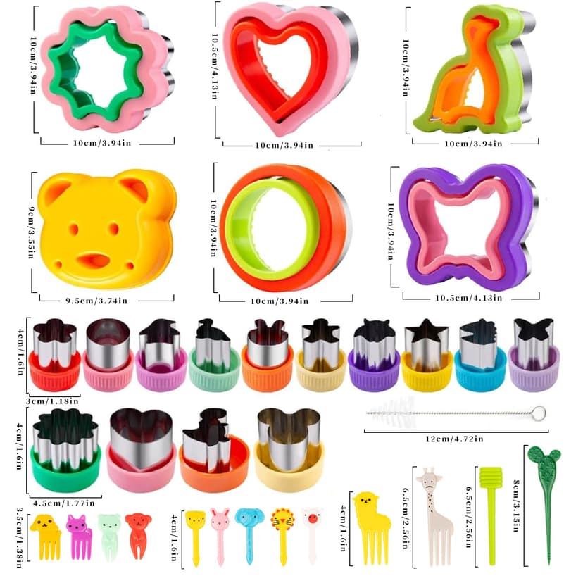 CIMOYBAI Set of 48 Cookie Cutters, Bread & Vegetable Kids, Sandwich Cutter Kit, Bento Accessories for Sushi, Fruit, Cakes, Biscuits - 4