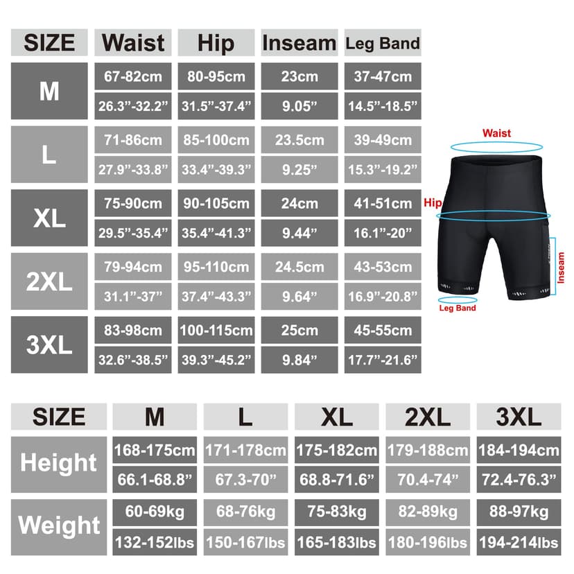X-TIGER Men's Cycling Shorts with 5D Seat Padding, Breathable Quick-Drying Cycling Shorts with 3 Pockets, 801 black, L - 7