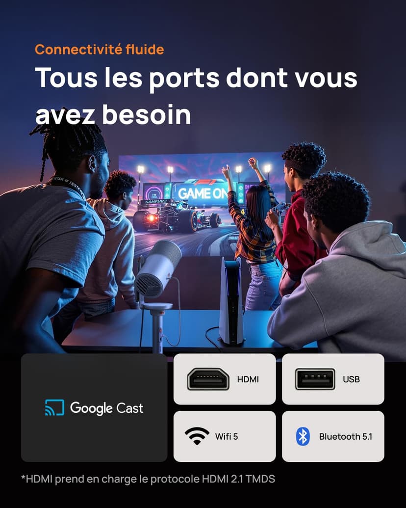 XGIMI Mogo 4 Laser Vidéoprojecteur Portable avec 4 filtres, 550 lumens ISO, Rotation à 360°, Batterie intégrée, 2,5 Heures de Lecture, Compatible avec Google TV & Netflix, 2 x 6 W Harman Kardon - 7