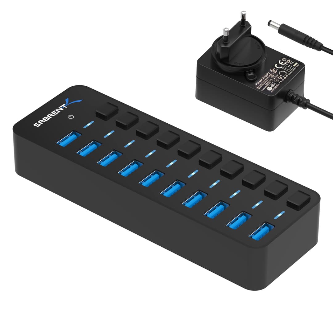 SABRENT USB Hub 10 Port Powered USB Docking Station 60W, …