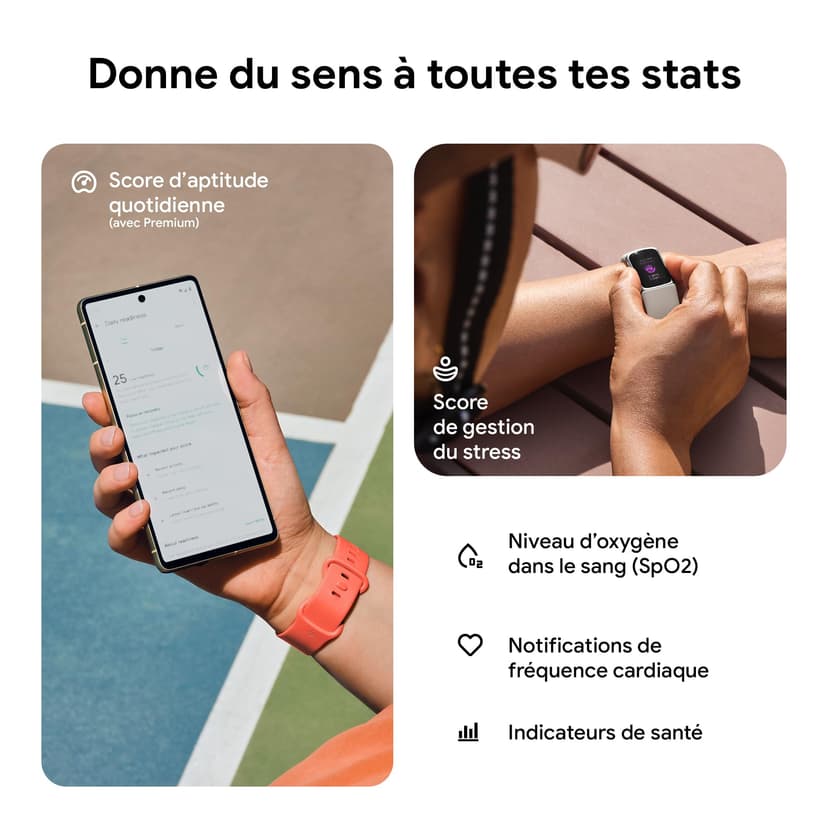 Google Fitbit Charge 6 Bracelet d'activité avec un abonnement de 6 mois à Fitbit Premium inclus, 7 jours d'autonomie de batterie, Google Wallet et Google Maps - 5