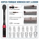 VANPO Torque Wrench 1/4 inch, 3-25 Nm, 49-Piece Set with Sockets, Extension Rod, Adapters - 2
