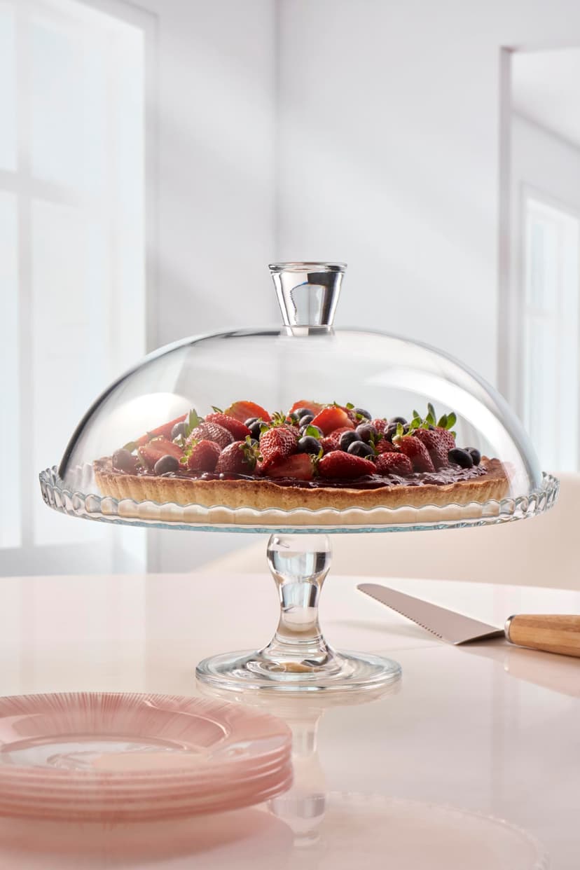 Banquet Plateau with Glass Dome, White, 32.5 x 32.5 x 26.3 cm - 5