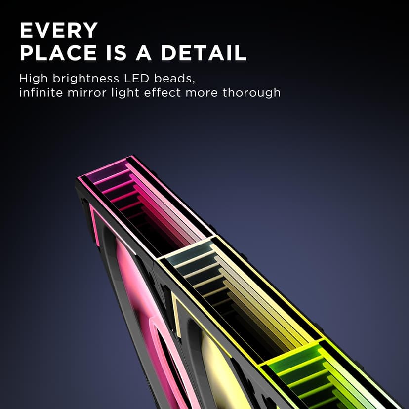 Jungle Leopard Interstellar-V2 Daisy Chain RGB PC Ventilateur 120MM 3er Pack,1850RPM/68CFM/2.4mmH2O/24LEDs,5V3PIN ARGB und 12V4PIN PWM Ventilateur (3, Black, 120MM-Reverse) - 2