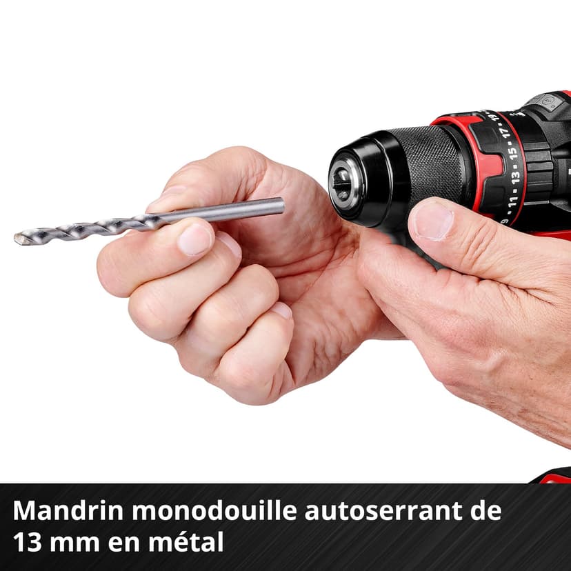 Einhell Perceuse-visseuse à percussion sans fil TE-CD 18/44 Li-i (1 x 2,5 Ah) Power X-Change (18 V, 44 Nm, perçage à percussion, mandrin métallique 13 mm, 2 vitesses, avec batterie 2,5 Ah et chargeur) - 7