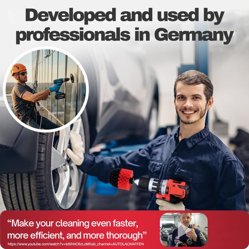 Drill Brush Attachments for Cordless Drill [Set of 6] Universally Cleans Cars, Rims, Upholstery, Tiles, and More I Drill Brushes for Cleaning I Drill Cleaning Brush Set I Drill Brush Set - 2