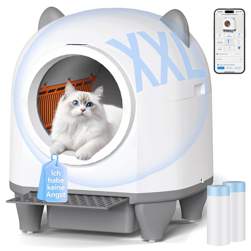 Devoko Self-Cleaning Pet Litter Box with Cute Cat Ears, Automatic XXL Enclosed Tray, Remote Control, Large Space, Safety & Odour Control, 90L Electric Litter Box for Multiple Cats - 1