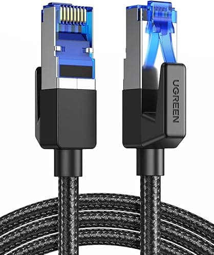 UGREEN CAT 8 Ethernet Cable High-Speed 40Gbps 2000MHz Ethernet Cable Braided RJ45 LAN Gigabit Network F/FTP POE Compatible with Xbox One Switch PS5 PS4 WiFi Extender Router Modem Patch Panel (10M)