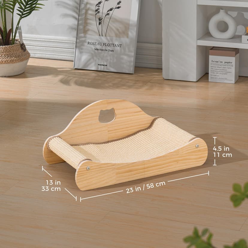 Avont Sisal Cat Scratcher Bed, Natural Solid Wood Scratch Lounger, No Mess Scratching Chair Couch for Indoor Cats -Large - 5