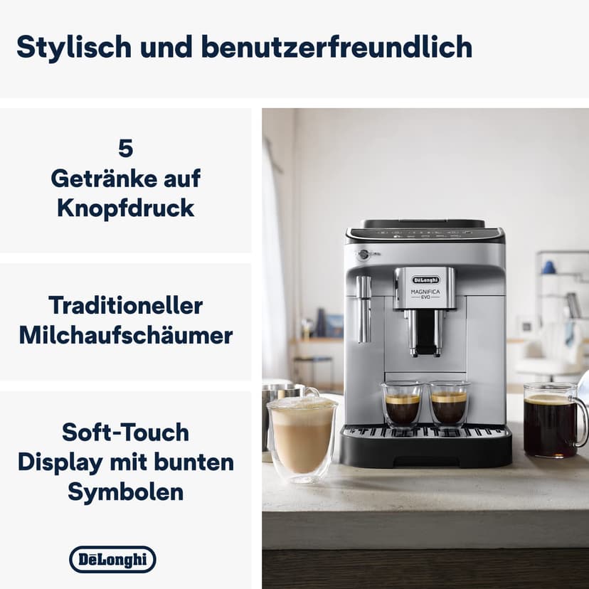 De'Longhi Magnifica Evo Coffee Bean Machine ECAM292.33.SB, Espresso and Cappuccino Machine, Silver [Amazon Exclusive] - 2