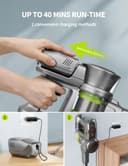 kalado Cordless Vacuum Cleaner KCV01, 26KPA 250W Hoover Cordless, 40 Mins Runtime Removable Battery, Lightweight Self-standing Stick Vacuum Cleaner with LED Display For Hardwood Floor, Carpet (Green) - 4