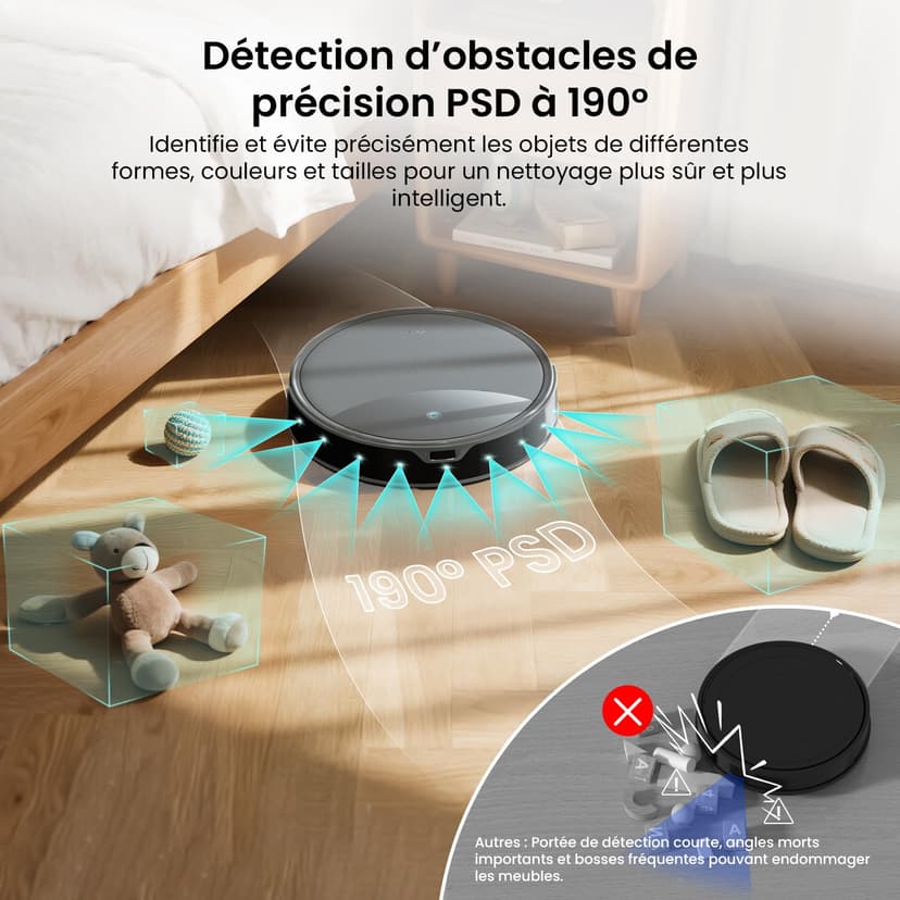 Lefant M350 Robot Aspirateur Laveur avec Station, 3 en 1, 6000Pa, Vidange Automatique, Zones Virtuelles, Navigation Laser avec Cartographie, Idéal pour Les Sols,Tapis Poils d'animaux, WiFi/Alexa/App - 7