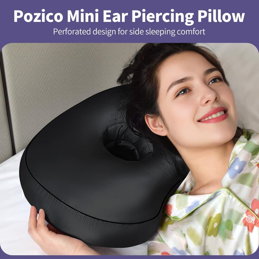 Nockovi Coussin de piercing d'oreille pour personnes dormant sur le côté, soutien orthopédique avec trou d'oreille et housse amovible, 30,5 x 48,3 cm pour oreilles percées - 2