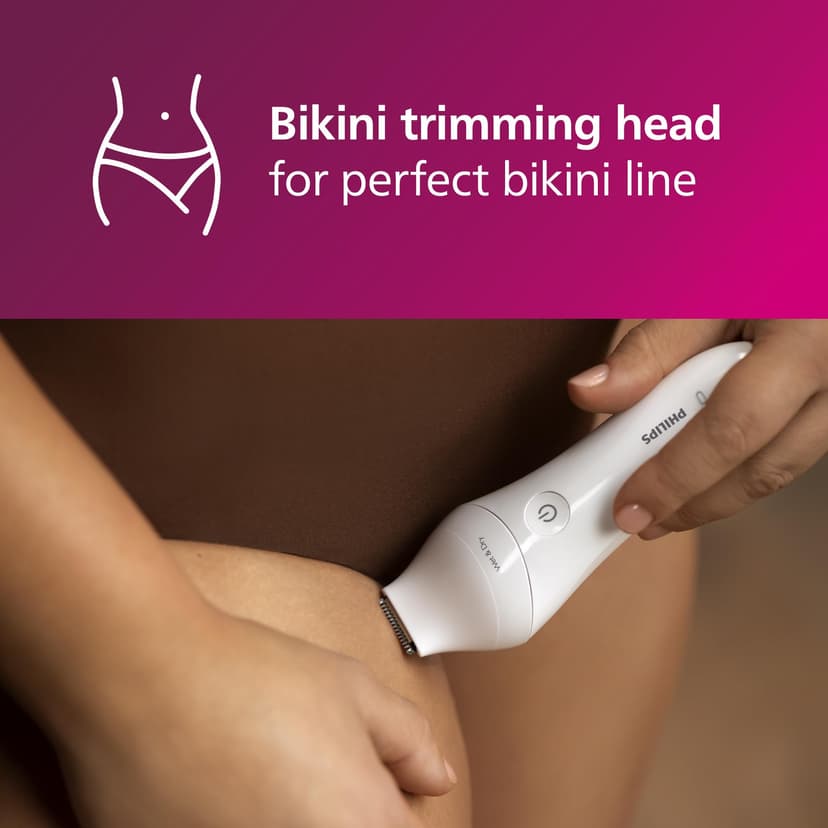 PHILIPS Lady Shaver Series 6000 Wireless Razor with 6 Accessories Body Exfoliating Glove Bikini Zone Trimmer (Model BRL146/00), White/Pink - 4