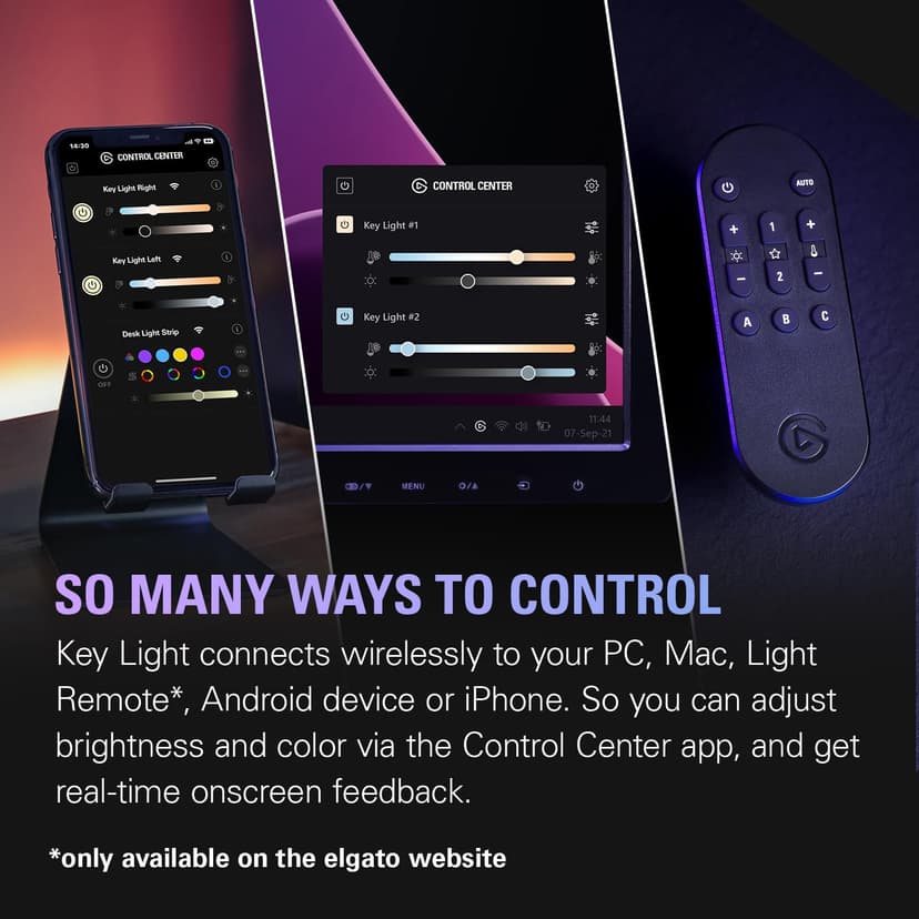 Elgato Key Light - Professional 2800 lumens Studio Light with desk clamp for Streaming, Recording and Video Conferencing, Temperature and Brightness app-adjustable on Mac, PC, iOS, Android - 8