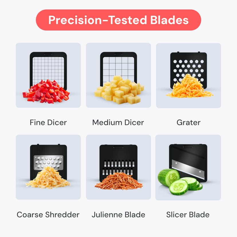 Fullstar Vegetable Chopper & Mandoline Slicer - Julienne Cutter Dicer Grater for Food Veg Onion Cucumber Tomato Salad Potato Cheese - Kitchen Gadgets & Accessories (Compact 6-in-1, White) - 4