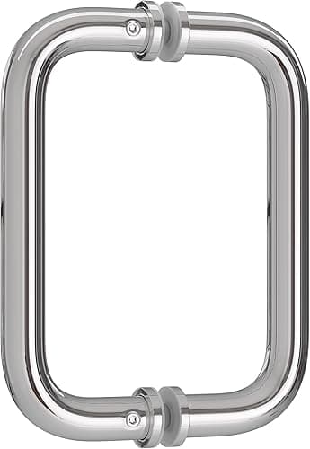 1 set Poignée de porte de douche en verre, poignée coulissante en inox double face,noir,distance entre trous : 203 mm, pour verre sans cadre de 8-12 mm, idéale pour salle de bain, cuisine et hôtel.