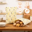 2 Pieces Beeswax Bread Bags 43cm×33cm, Reusable Bread Bags for Keeping Fresh with L Zipper and Handle, Bread Freshener Bags, Beeswax Bags - 2