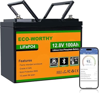 Eco-Worthy LiFePO4 100Ah Bluetooth, Lithium Battery 12V 1…