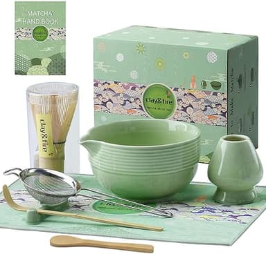 Clay&Fire Matcha Whisk Set, 9 pcs Ceramic Matcha Set, Gif…