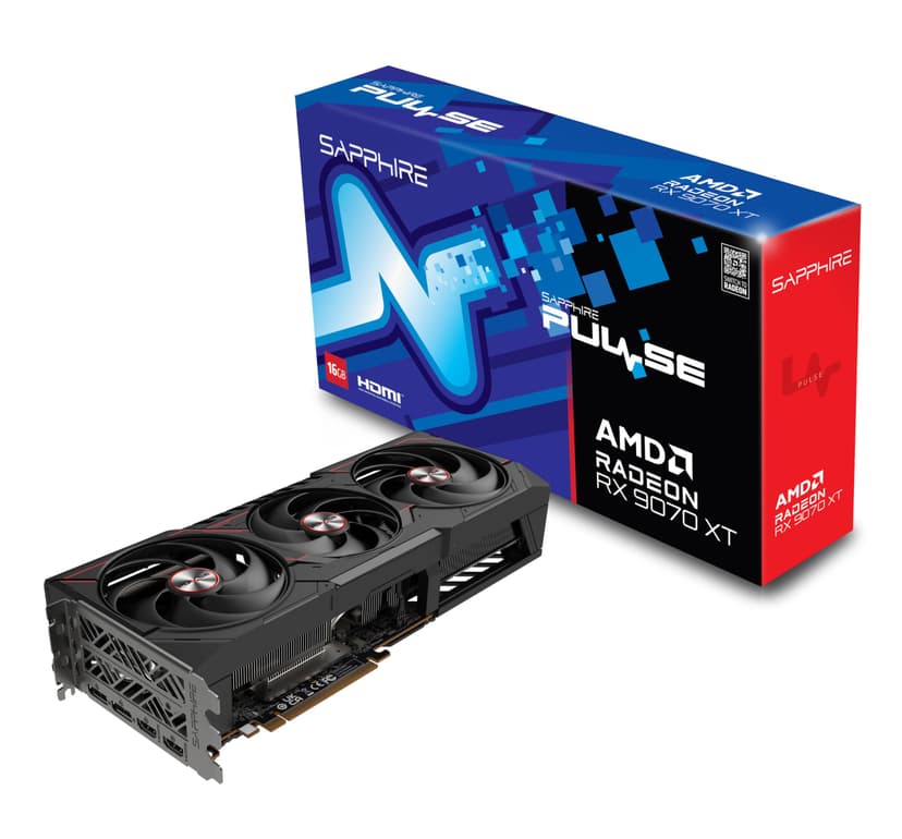 Sapphire 11348-03-20G Pulse AMD Radeon RX 9070 XT Gaming Graphics Card with 16GB GDDR6, AMD RDNA 4 - 1