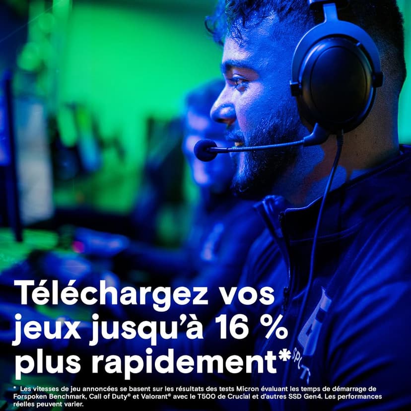 Crucial T500 SSD 2To PCIe Gen4 NVMe M.2, Jusqu’à 7400 Mo/s, TLC NAND, Compatible avec Ordinateur Portable et de Bureau, Disque Dur Interno, Microsoft DirectStorage - CT2000T500SSD8 - 3